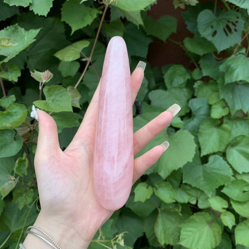 S119--Natural crystal sculpted raw stone polished crystal massage stick