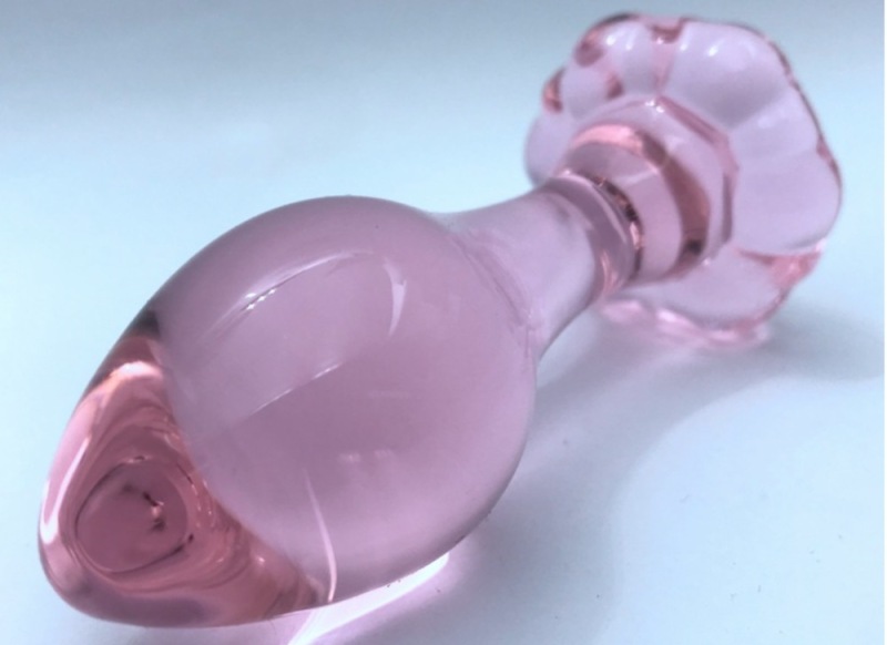 A49--Flower bottom rear court crystal stick female glass anal plug