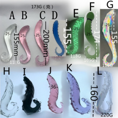 SS102--Seahorse Love G-spot back court anal plug crystal massage stick