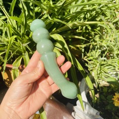 S142--Natural crystal green aventurine crystal massage stick display