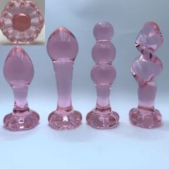 A49--Flower bottom rear court crystal stick female glass anal plug