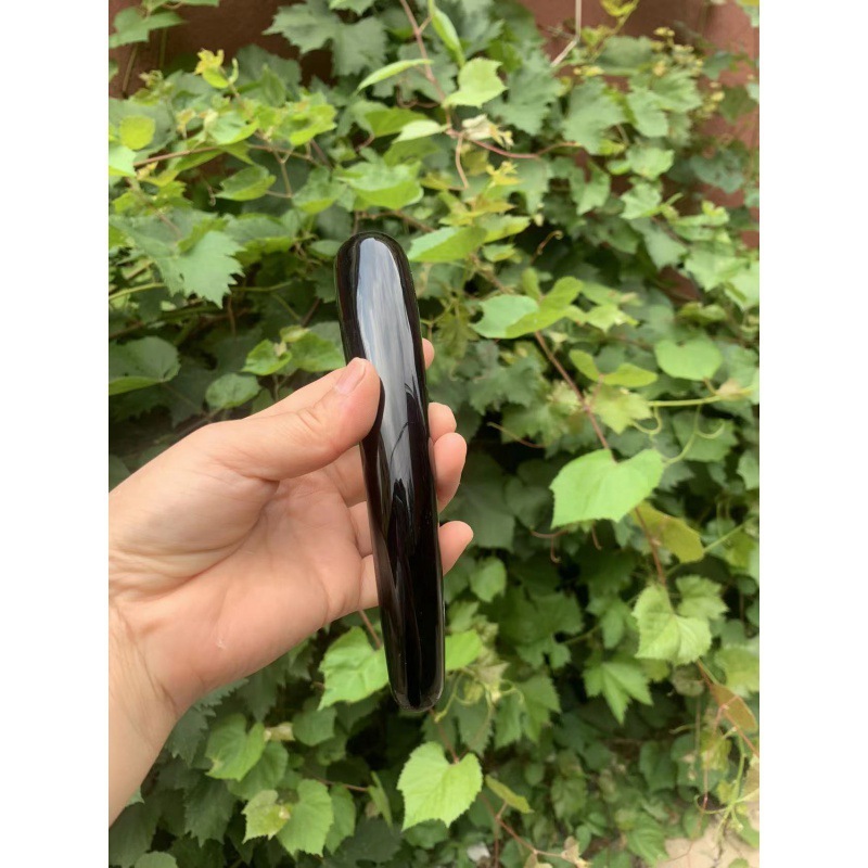 S148--Natural obsidian horn tip crystal massage stick