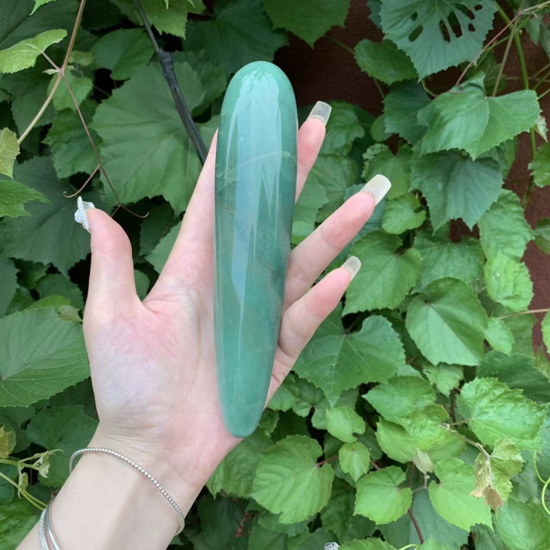 S119--Natural crystal sculpted raw stone polished crystal massage stick