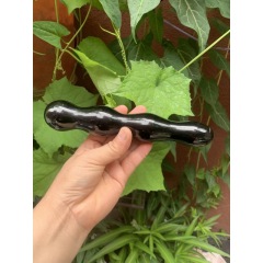 S121--Natural crystal sculpted raw stone polished crystal massage stick