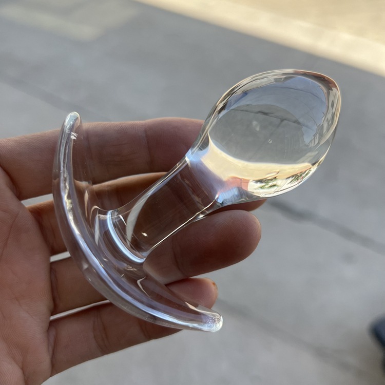 A57-S--Crystal penis female anal plug masturbation device glass rod anal plug