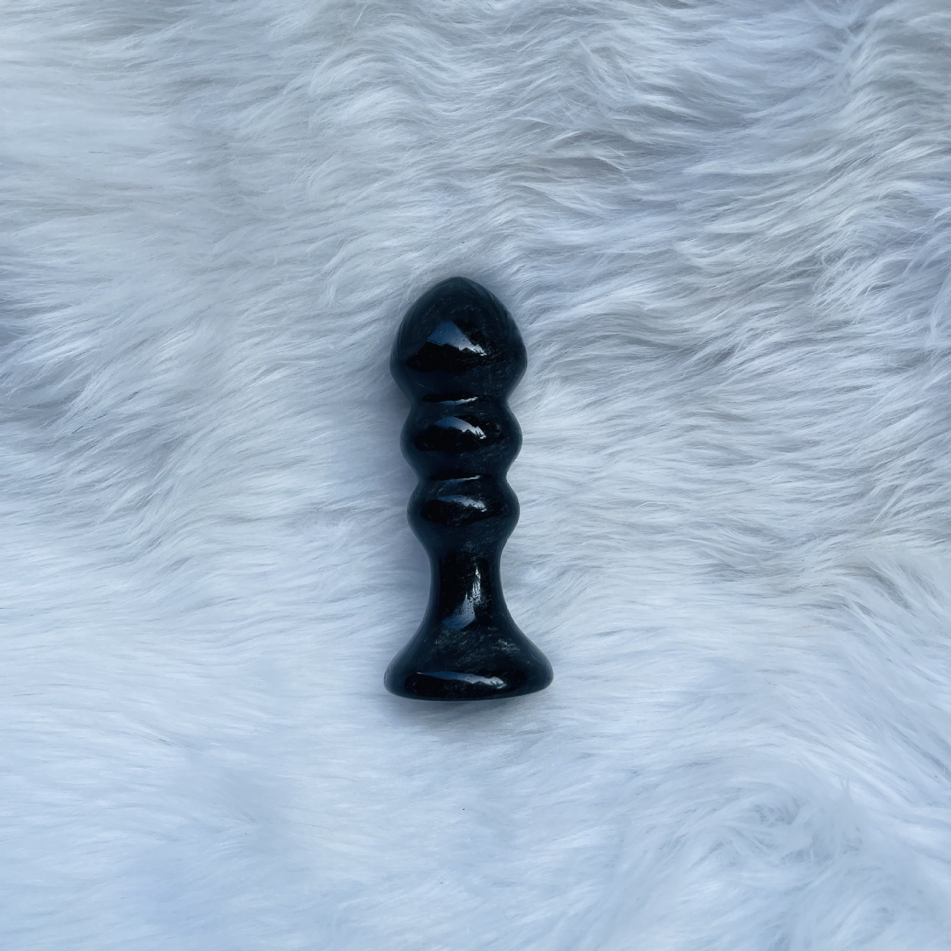 S137--Natural obsidian carving polished raw stone crystal massage stick