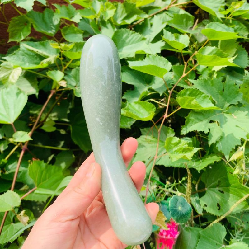 S133--Natural crystal obsidian green aventurine crystal massage stick