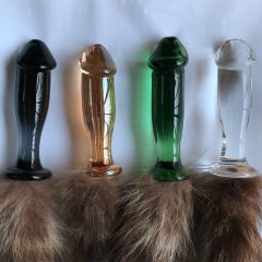 SS106--Fox tail anal plug Dog tail crystal penis women's back court anal plug