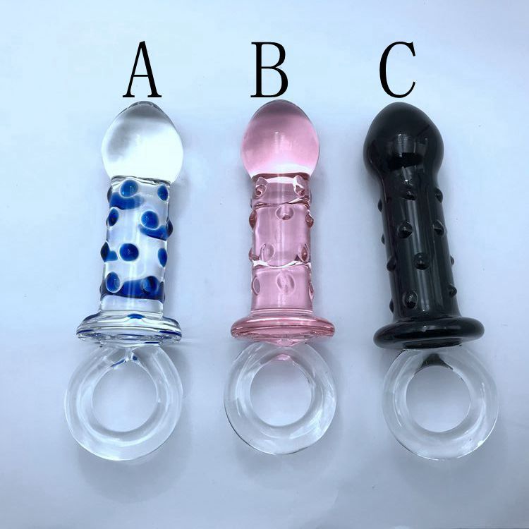 YF0352--Clear, pink crystal phallus for women's back court anal plug masturbator