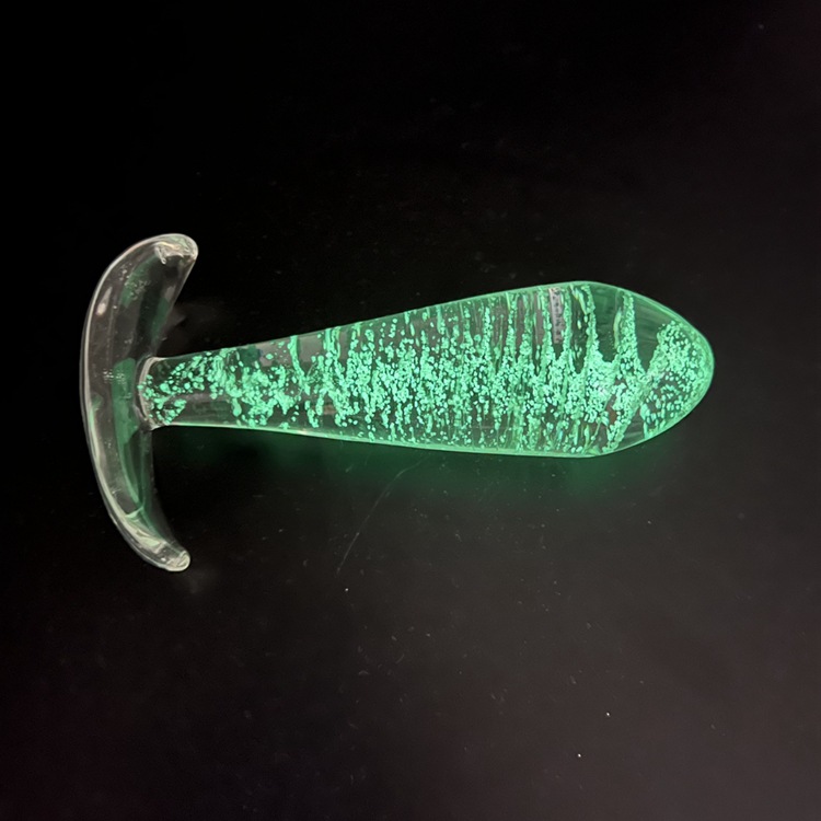 A39--Glow-in-the-dark masturbation glass crystal penis Fire and ice stick