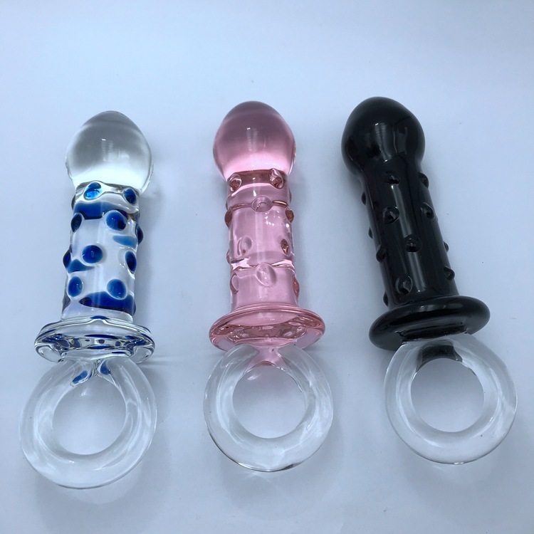 YF0352--Clear, pink crystal phallus for women's back court anal plug masturbator