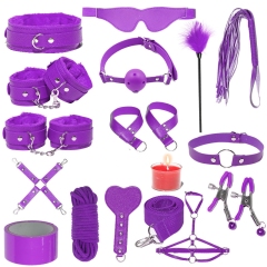 H2033--SM bondage nipple clamps sex toys set mouth ball handcuffs sex toys 16-piece set