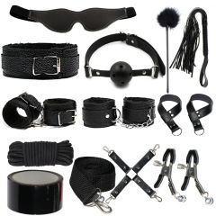 H2029--SM bondage nipple clamps sex toys set mouth ball handcuffs sex toys 12-piece set