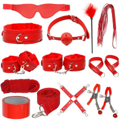H2029--SM bondage nipple clamps sex toys set mouth ball handcuffs sex toys 12-piece set