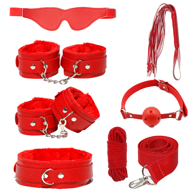 H2024--SM bondage nipple clamps sex toys set mouth ball handcuffs sex toys 7-piece set