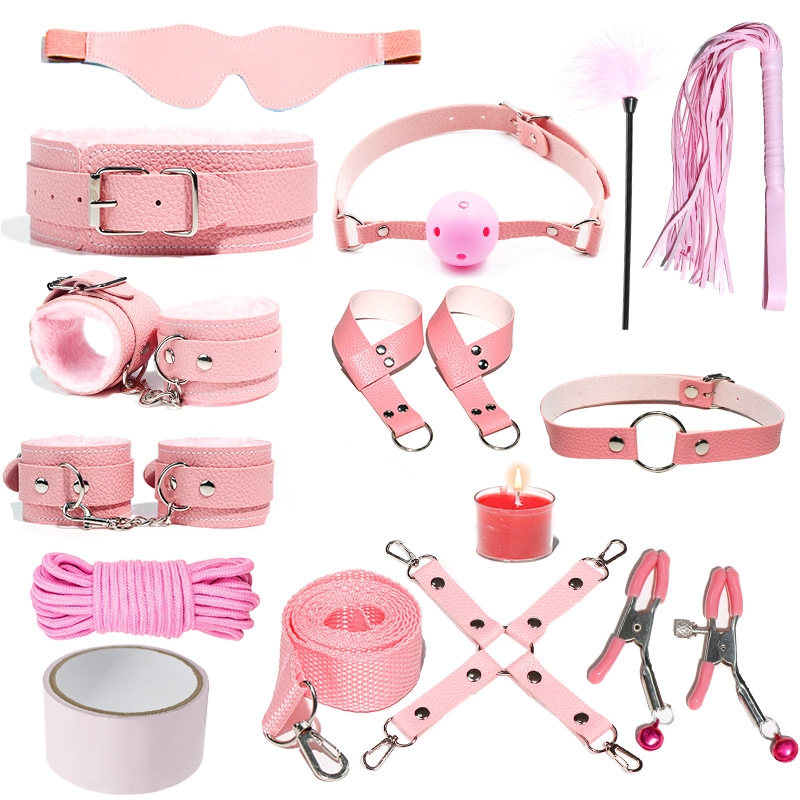 H2031--SM bondage nipple clamps sex toys set mouth ball handcuffs sex toys 14-piece set