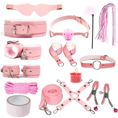 H2031--SM bondage nipple clamps sex toys set mouth ball handcuffs sex toys 14-piece set