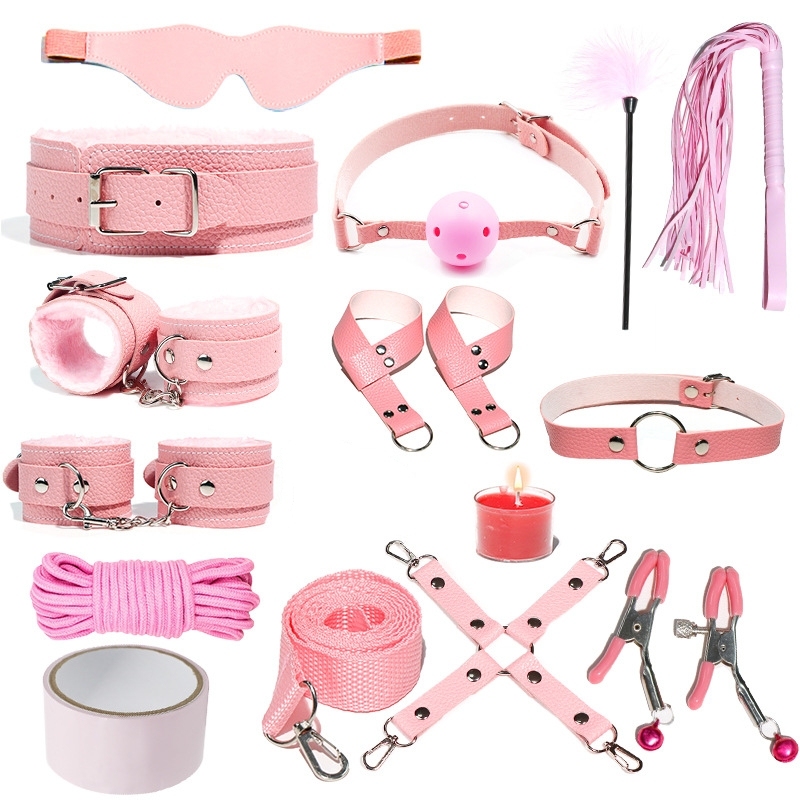 H2031--SM bondage nipple clamps sex toys set mouth ball handcuffs sex toys 14-piece set