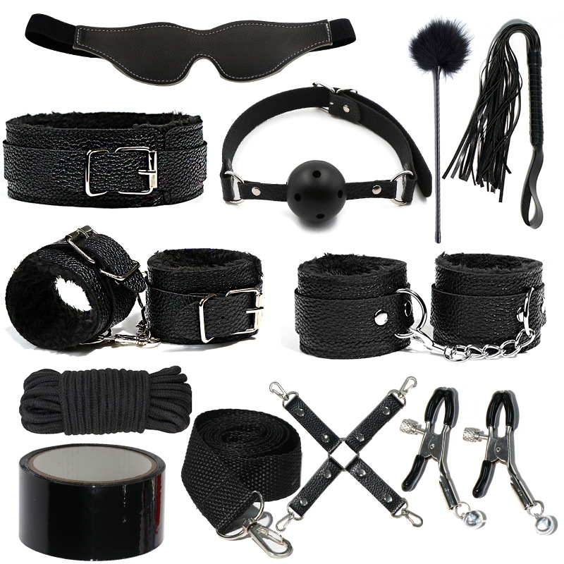 H2028--SM bondage nipple clamps sex toys set mouth ball handcuffs sex toys 11-piece set
