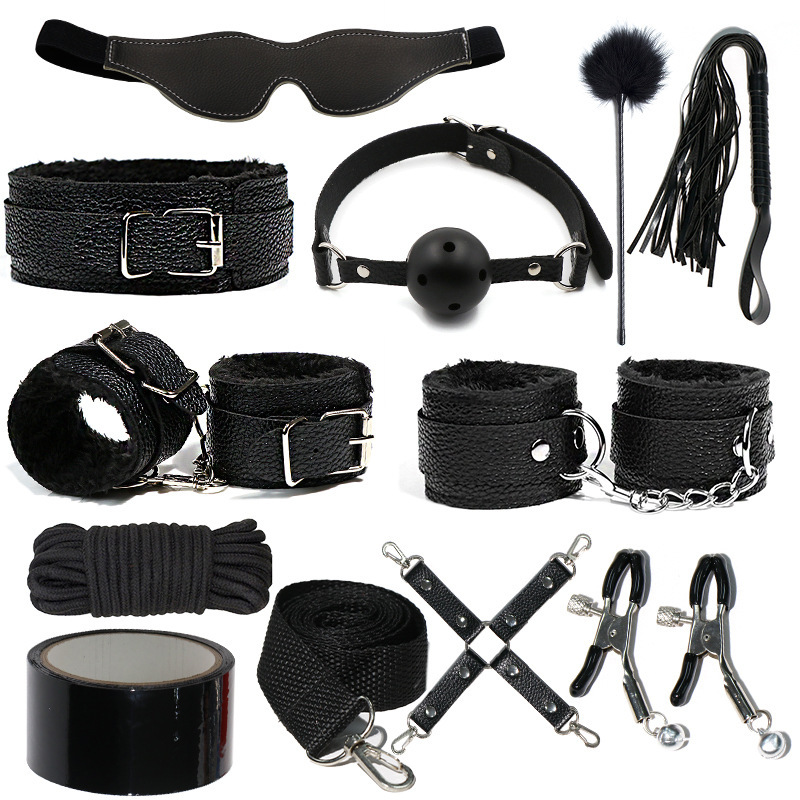 H2028--SM bondage nipple clamps sex toys set mouth ball handcuffs sex toys 11-piece set
