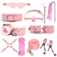 H2027--SM bondage nipple clamps sex toys set mouth ball handcuffs sex toys 10-piece set