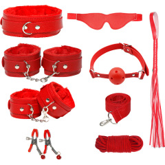 H2025--SM bondage nipple clamps sex toys set mouth ball handcuffs sex toys 8-piece set