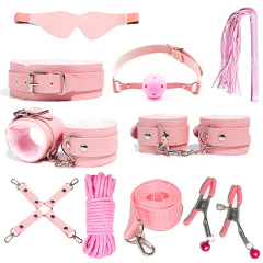 H2026--SM bondage nipple clamps sex toys set mouth ball handcuffs sex toys 9-piece set