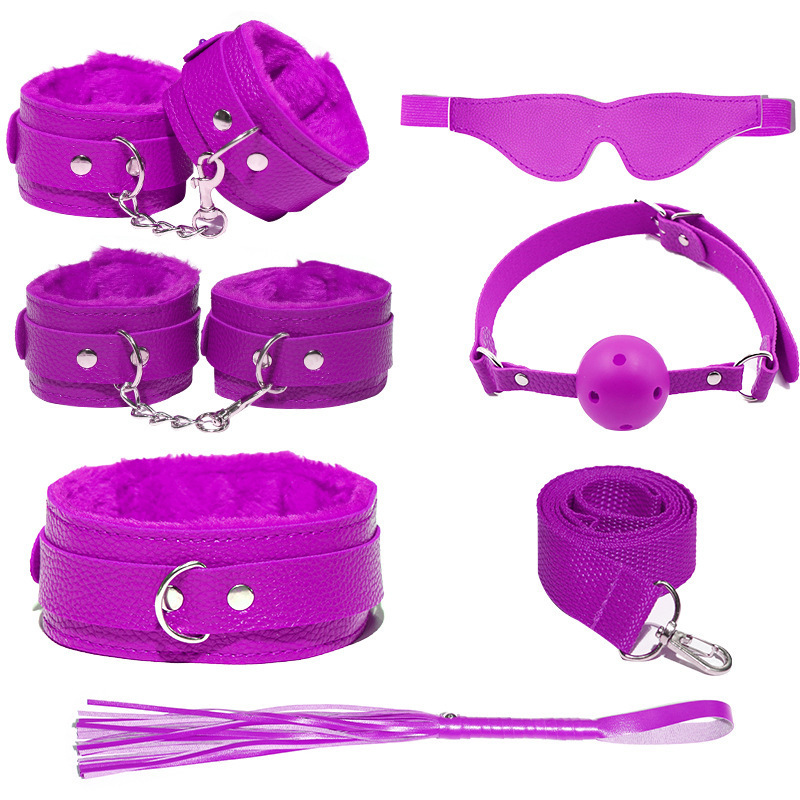 H2023--SM bondage nipple clamps sex toys set mouth ball handcuffs sex toys 6-piece set