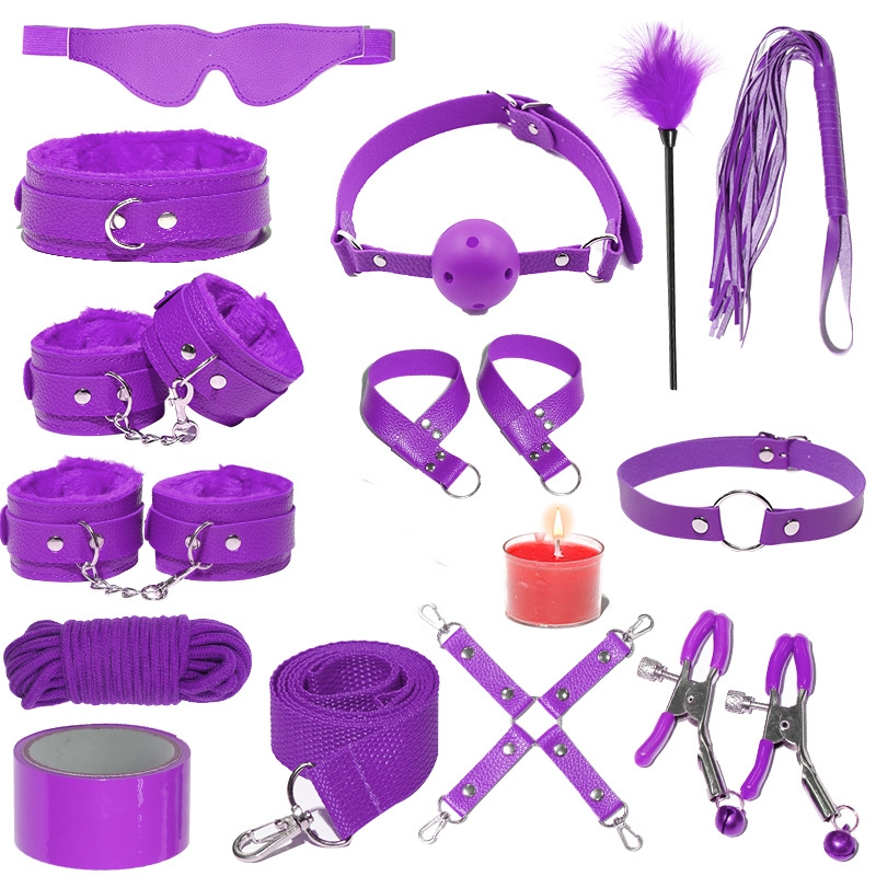 H2031--SM bondage nipple clamps sex toys set mouth ball handcuffs sex toys 14-piece set