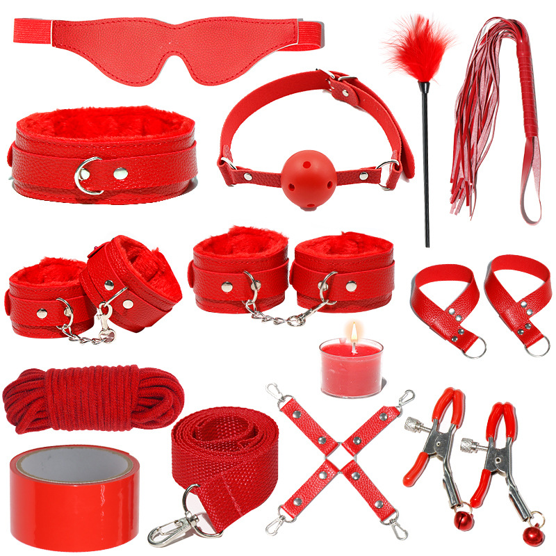 H2030--SM bondage nipple clamps sex toys set mouth ball handcuffs sex toys 13-piece set