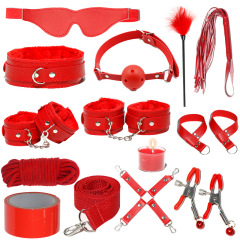 H2030--SM bondage nipple clamps sex toys set mouth ball handcuffs sex toys 13-piece set
