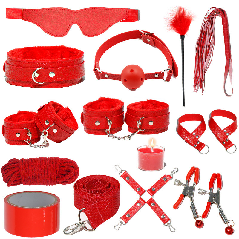 H2030--SM bondage nipple clamps sex toys set mouth ball handcuffs sex toys 13-piece set