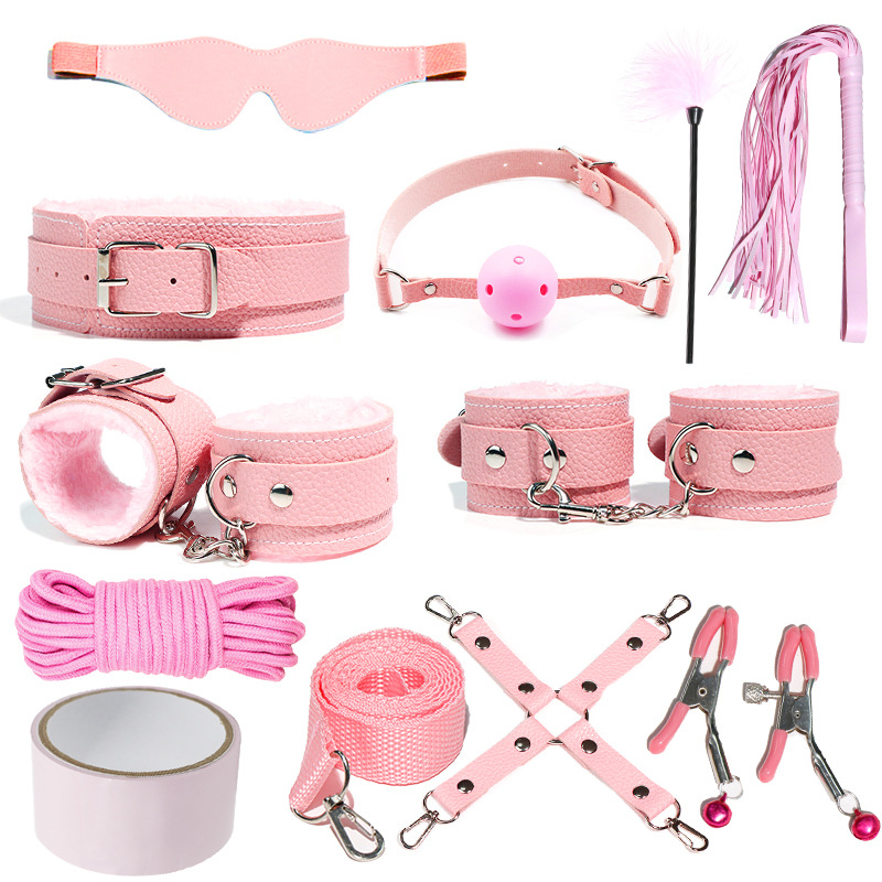 H2028--SM bondage nipple clamps sex toys set mouth ball handcuffs sex toys 11-piece set