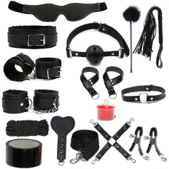 H2032--SM bondage nipple clamps sex toys set mouth ball handcuffs sex toys 15-piece set