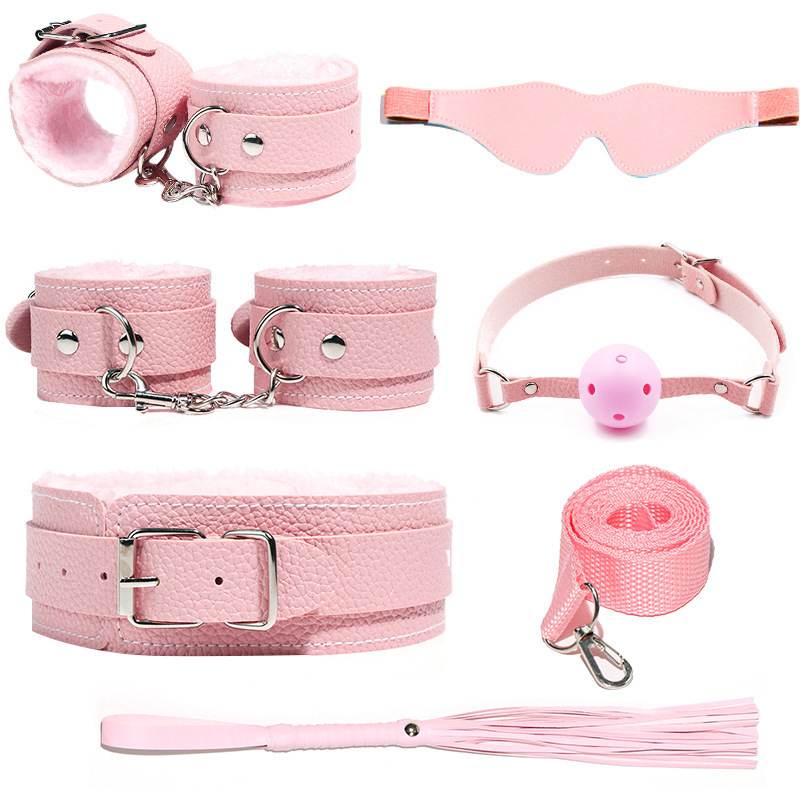 H2023--SM bondage nipple clamps sex toys set mouth ball handcuffs sex toys 6-piece set