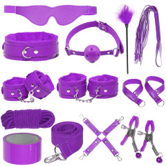 H2029--SM bondage nipple clamps sex toys set mouth ball handcuffs sex toys 12-piece set
