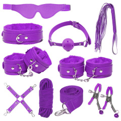 H2026--SM bondage nipple clamps sex toys set mouth ball handcuffs sex toys 9-piece set