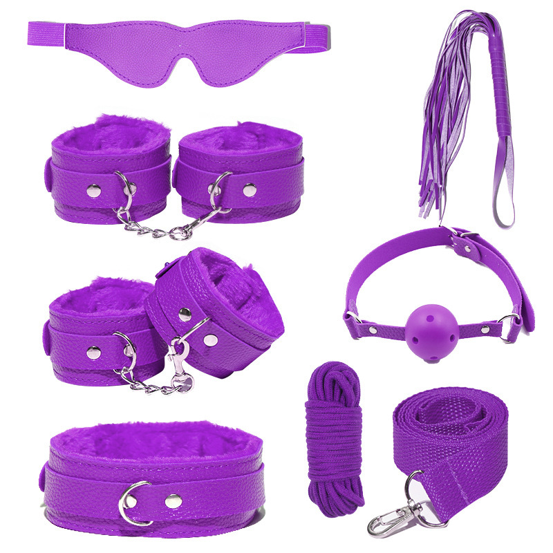 H2024--SM bondage nipple clamps sex toys set mouth ball handcuffs sex toys 7-piece set