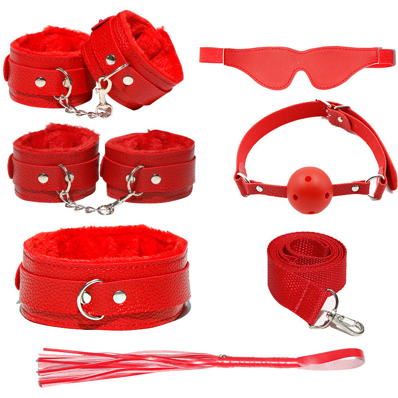 H2023--SM bondage nipple clamps sex toys set mouth ball handcuffs sex toys 6-piece set