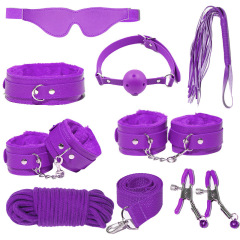 H2025--SM bondage nipple clamps sex toys set mouth ball handcuffs sex toys 8-piece set