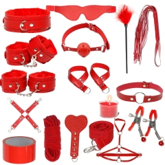 H2033--SM bondage nipple clamps sex toys set mouth ball handcuffs sex toys 16-piece set