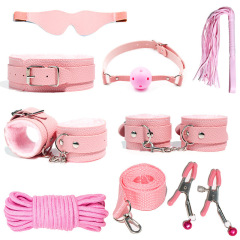H2025--SM bondage nipple clamps sex toys set mouth ball handcuffs sex toys 8-piece set