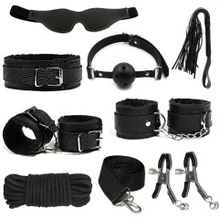 H2025--SM bondage nipple clamps sex toys set mouth ball handcuffs sex toys 8-piece set