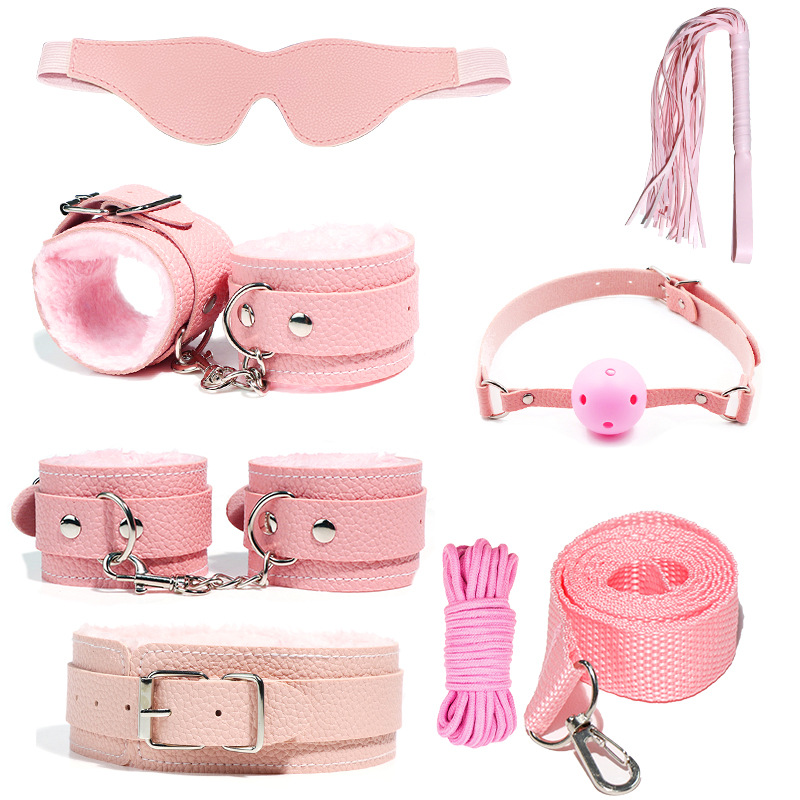 H2024--SM bondage nipple clamps sex toys set mouth ball handcuffs sex toys 7-piece set