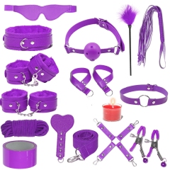 H2032--SM bondage nipple clamps sex toys set mouth ball handcuffs sex toys 15-piece set
