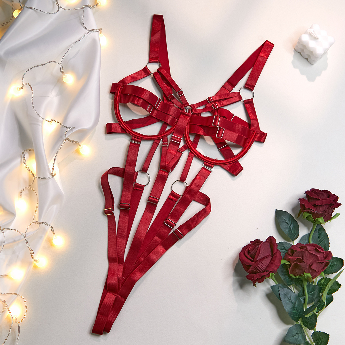 Z3090A--Hot sexy underwear sexy ribbon splicing underback onesie