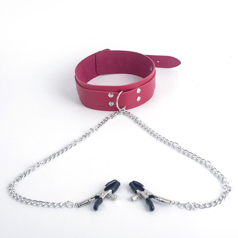 XQ004-Women's fun collar products leather sex products props breast clip chain sm