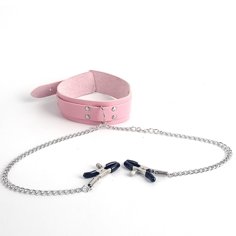 XQ004-Women's fun collar products leather sex products props breast clip chain sm