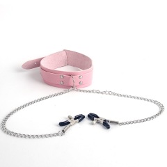 XQ004-Women's fun collar products leather sex products props breast clip chain sm