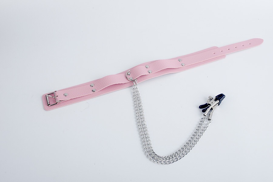 XQ004-Women's fun collar products leather sex products props breast clip chain sm